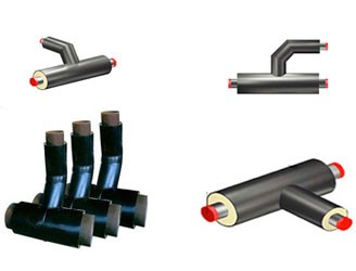 預(yù)制直埋保溫管件主要包括保溫彎頭、保溫三通、保溫異徑管等。采用的是聚氨酯泡沫的保溫技術(shù)。聚氨酯泡沫具有良好的機械性能和絕熱性能，通常情況下可耐溫120℃，通過改性或與其它隔熱材料組合可耐溫180℃。預(yù)